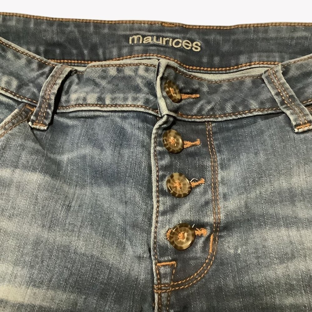 Maurices Womens Distressed Button-Fly Jeans L Reg Dark Wash Casual - Picture 6 of 7